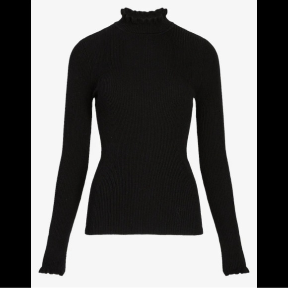 Express ruffle mock neck long sleeve ribbed sweater - Picture 4 of 8